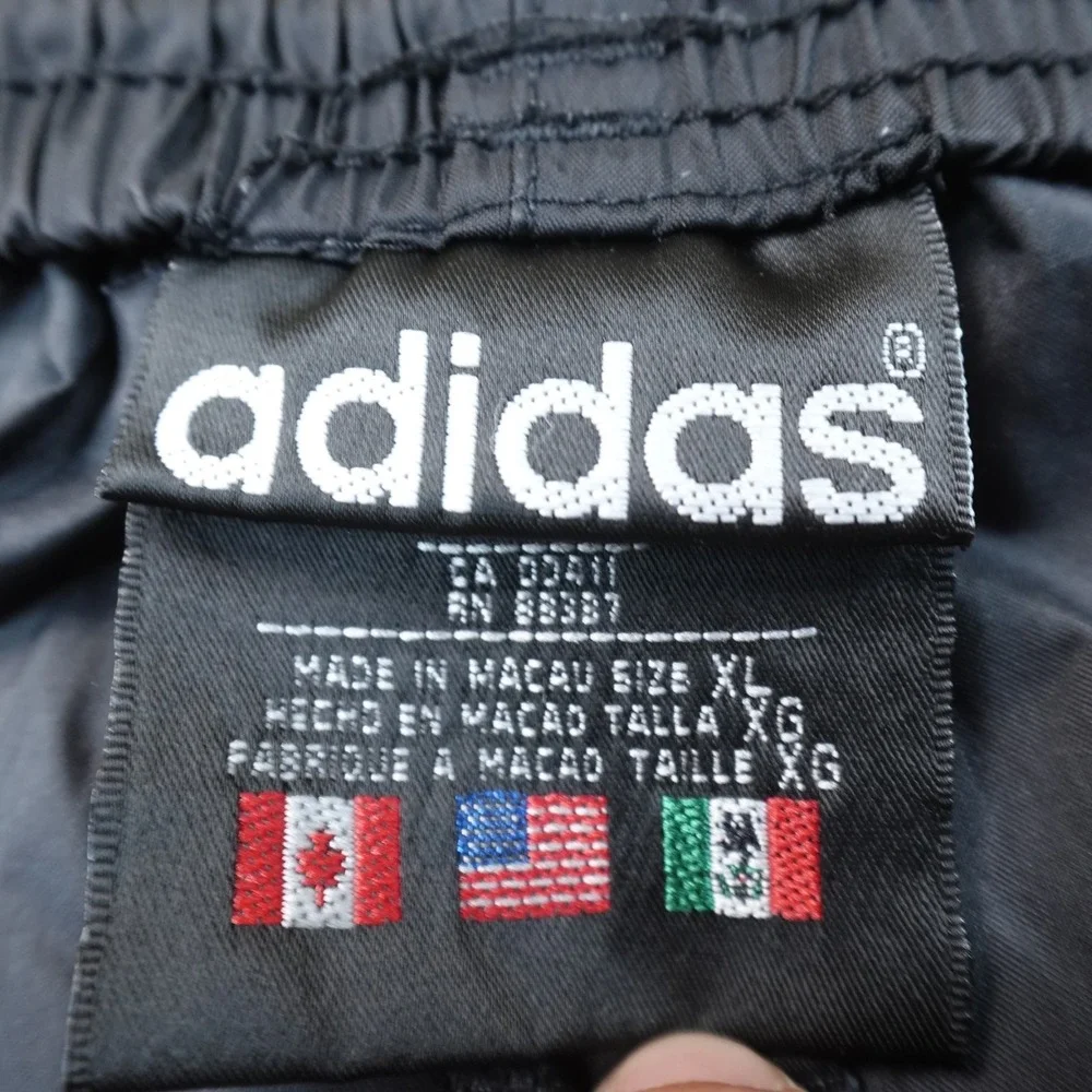 VTG Adidas Pants Mens XL Black Drawstring Warmup Windbreaker Jogger Track 90s